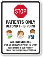 Stop Patients Only Beyond This Point Social Distancing Sign