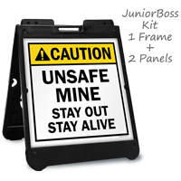 Unsafe Mine Portable Sidewalk Sign Kit