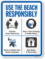 Use The Beach Responsibly Social Distancing Sign