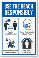 Use The Beach Responsibly Social Distancing Sign Panel