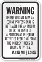 Virginia Equine Liability Sign