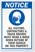 Visitors Contractors Truck Drivers Must Wear A Mask Sign Panel