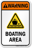 Warning Boating Area Water Safety Sign