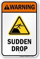 Warning Sudden Drop Water Safety Sign