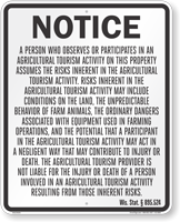 Wisconsin Agritourism Liability Sign