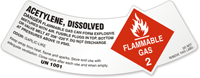 Acetylene Dissolved Danger Flammable Gas Label