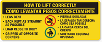 Bilingual Lifting Instructions Label
