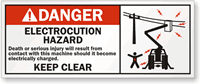 Danger Electrocution Hazard, Keep Clear with Graphic Label