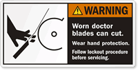Worn Doctor Blades Cut. Wear Protection Label