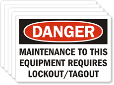 Maintenance On This Equipment Requires Lockout/Tagout Label