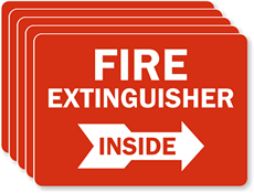 Fire Extinguisher Inside Label With Right Arrow
