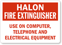 Halon Fire Extinguisher Equipment Label