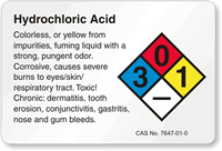 Hydrochloric Acid NFPA Chemical Hazard Label