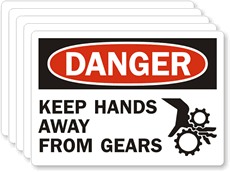 Keep Hands Away Gears Danger Label