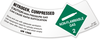Nitrogen Compressed Caution High Pressure Gas Label