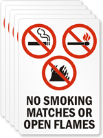 No Smoking Matches Or Open Flames Label