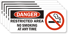 Danger: Restricted Area No Smoking Sign