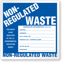 Semi Custom Non Regulated Waste Label