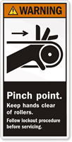 Pinch Point Keep Hands Clear Rollers Label