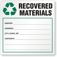 Semi Custom Recovered Material Recycling Label