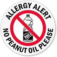 Allergy Alert No Peanut Oil Please Door Decal