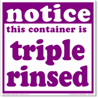 Notice This Container has been Triple Rinsed Label