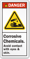 Corrosive Chemicals Avoid Contact With Eyes, Skin Label