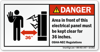 Danger, Electrical Panel Area, Keep Clear Label