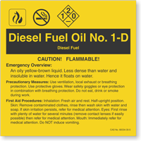 Diesel Fuel Oil No. 1 D ANSI Chemical Label