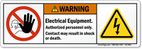 Electrical Equipment Authorized Personnel Only Warning Label