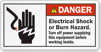 Electrical Shock Or Burn Hazard ANSI Label