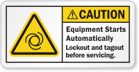Equipment Starts Automatically ANSI Caution Label