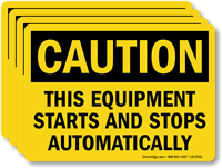 This Equipment Starts And Stops Automatically Caution Label
