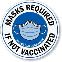 Masks Required If Not Vaccinated CDC Window Decal Label