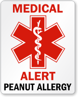 Medical Alert Peanut Allergy Label