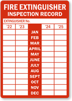 Annual Monthly Fire Extinguisher Inspection Record Label