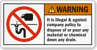 Illegal To Dispose Chemical Down Any Drain Label