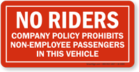 No Riders Company Policy Vehicle Label
