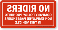 No Riders Company Policy Vehicle Mirror Image Label