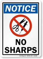 No Sharps Notice Label