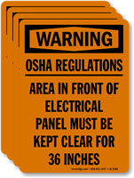 OSHA Regulations, Area Of Electrical Panel Label