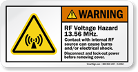 RF Voltage Hazard 13.56 Mhz. Disconnect Lock Out Label