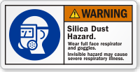 Silica Dust Hazard Wear Full Face Protection Label