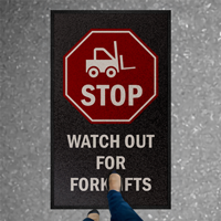 Watch For Forklifts Safety Message Mat