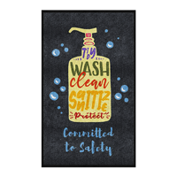 Wash Clean Sanitize Protect Committed to Safety Message Mat vertical