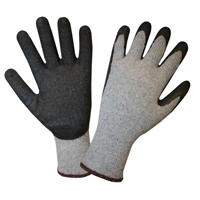 10-Gauge Gray Polyester/Cotton Machine Knit Glove with Black Crinkle Latex Coating