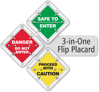 Do Not Enter, Proceed With Caution Flip Placards