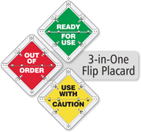 Out of Order, Use with Caution Flip Placards