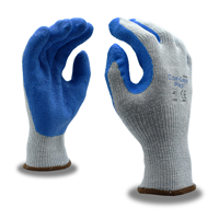 COR GRIP PRO Premium, 10 Gauge, Gray Polyester/Cotton Shell Gloves With Blue Crinkle Finish Latex Palm Coating