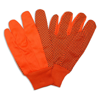 Hi Vis Knit Wrist Canvas Gloves With PVC Dots